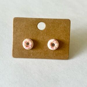 2/$15- Light Pink Sprinkle Donut Stud EarringsHandmade